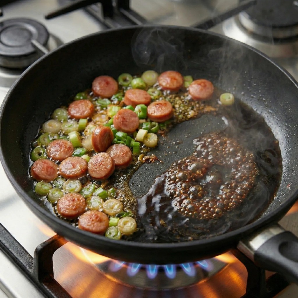 백종원 김치볶음밥 불맛 비법: 팬 가장자리에서 간장 눌리기와 설탕 코팅