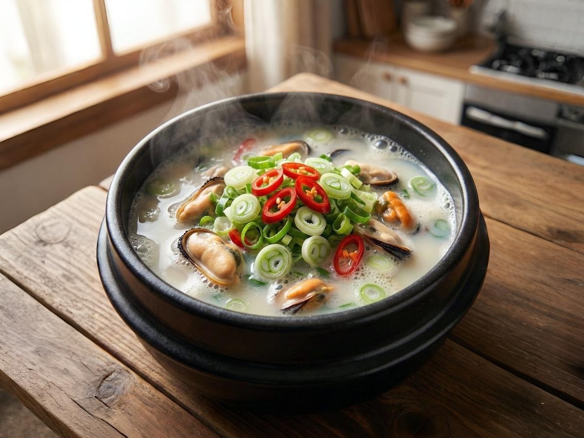 백종원 레시피로 끓인 시원하고 뽀얀 국물의 홍합탕 완성 요리