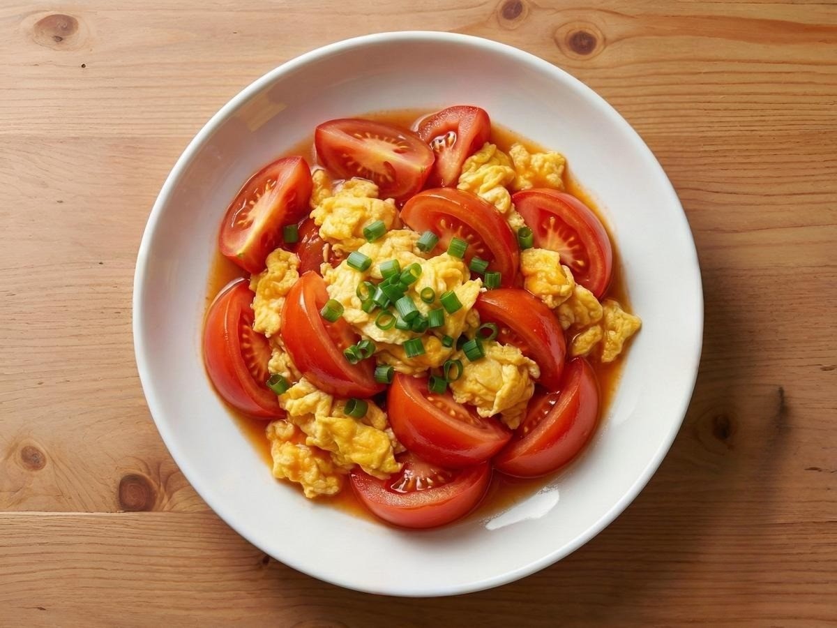 백종원 토마토 달걀 볶음 레시피 완성 - 간단한 아침 식사 토달볶