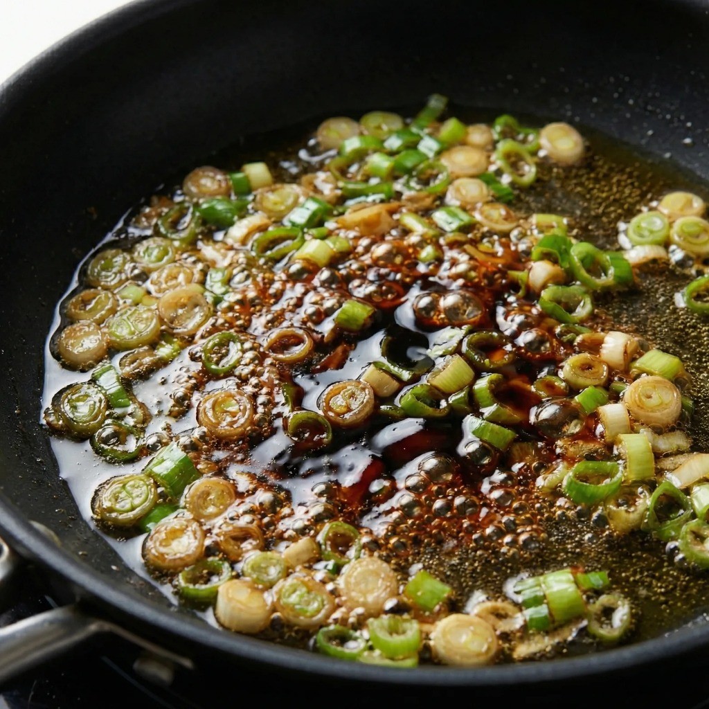 백종원 토달볶 불맛 비법 - 파기름에 간장과 굴소스 볶기