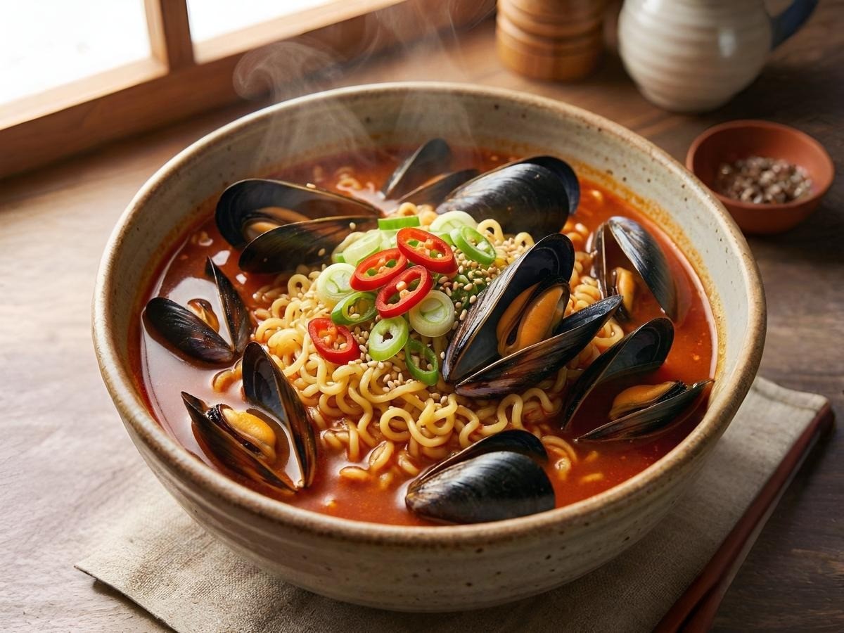 백종원 홍합라면 레시피 완성, 시원한 국물 해장 요리