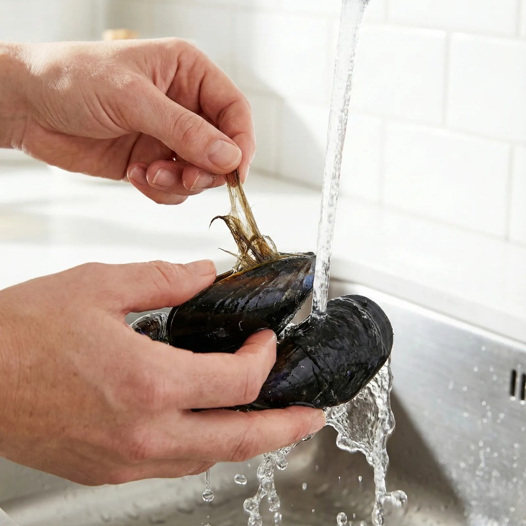 홍합 손질법 족사 제거 및 세척 과정