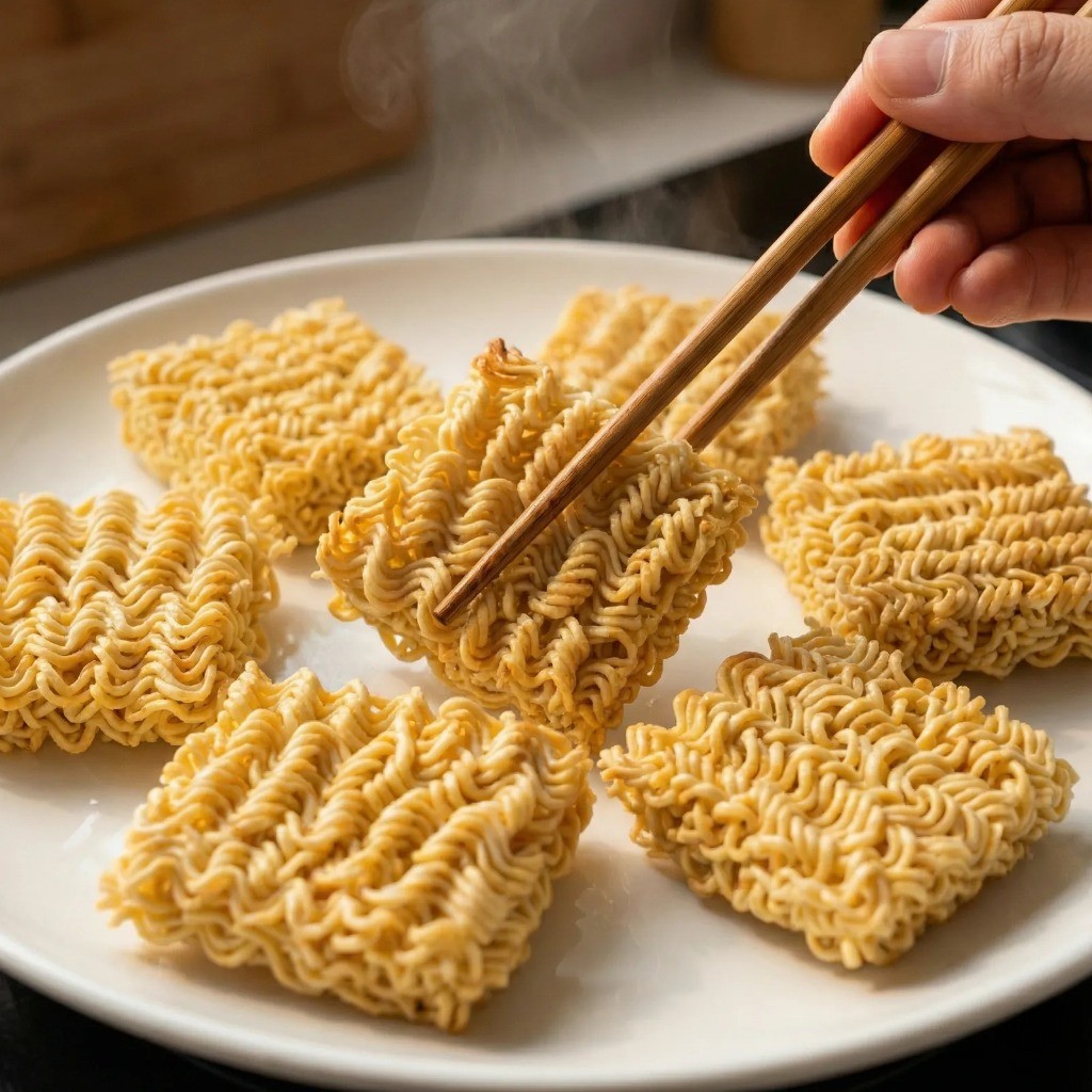 바삭한 식감을 위한 라면 뒤집기 및 2차 전자레인지 조리