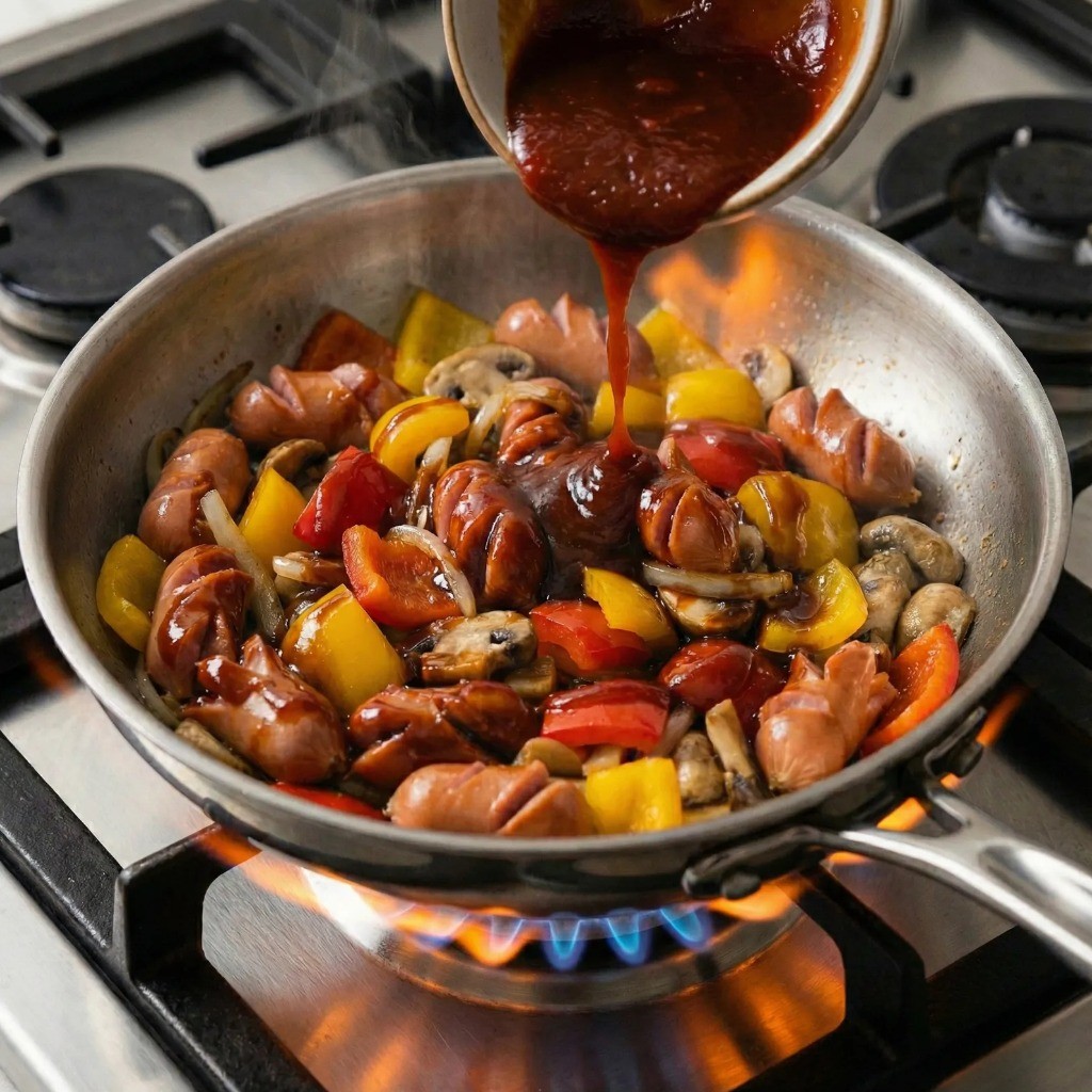 소시지 야채 볶음 양념장 만들기 - 케찹 간장 설탕 식초 황금비율