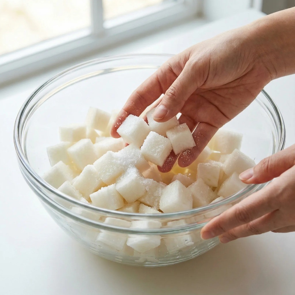 백종원 깍두기 절임 비법, 무에 소금과 설탕을 넣어 삼투압으로 절이는 과정
