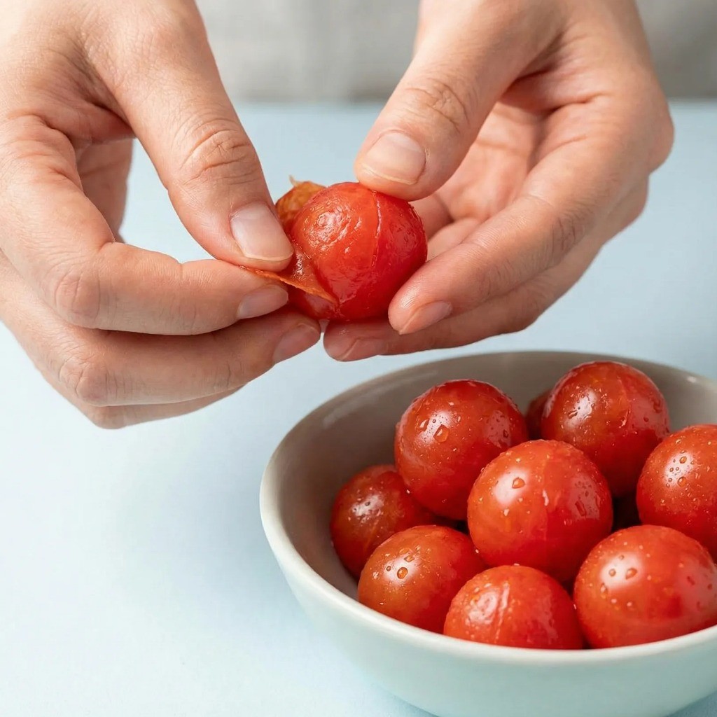 방울토마토 장아찌용 토마토 데치기 및 껍질 벗기기 손질 과정