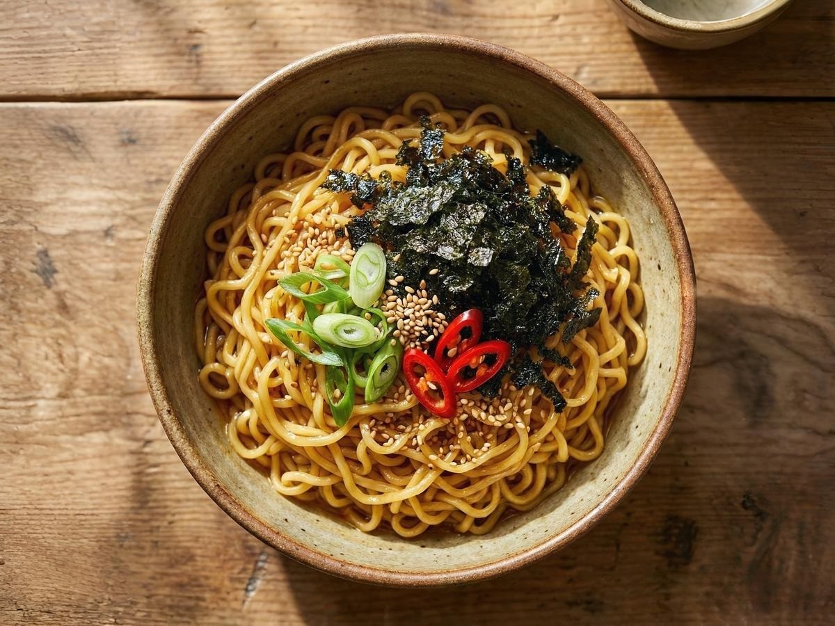 백종원 김라면 완성 - 들기름과 김가루가 듬뿍 올라간 고소한 비빔라면