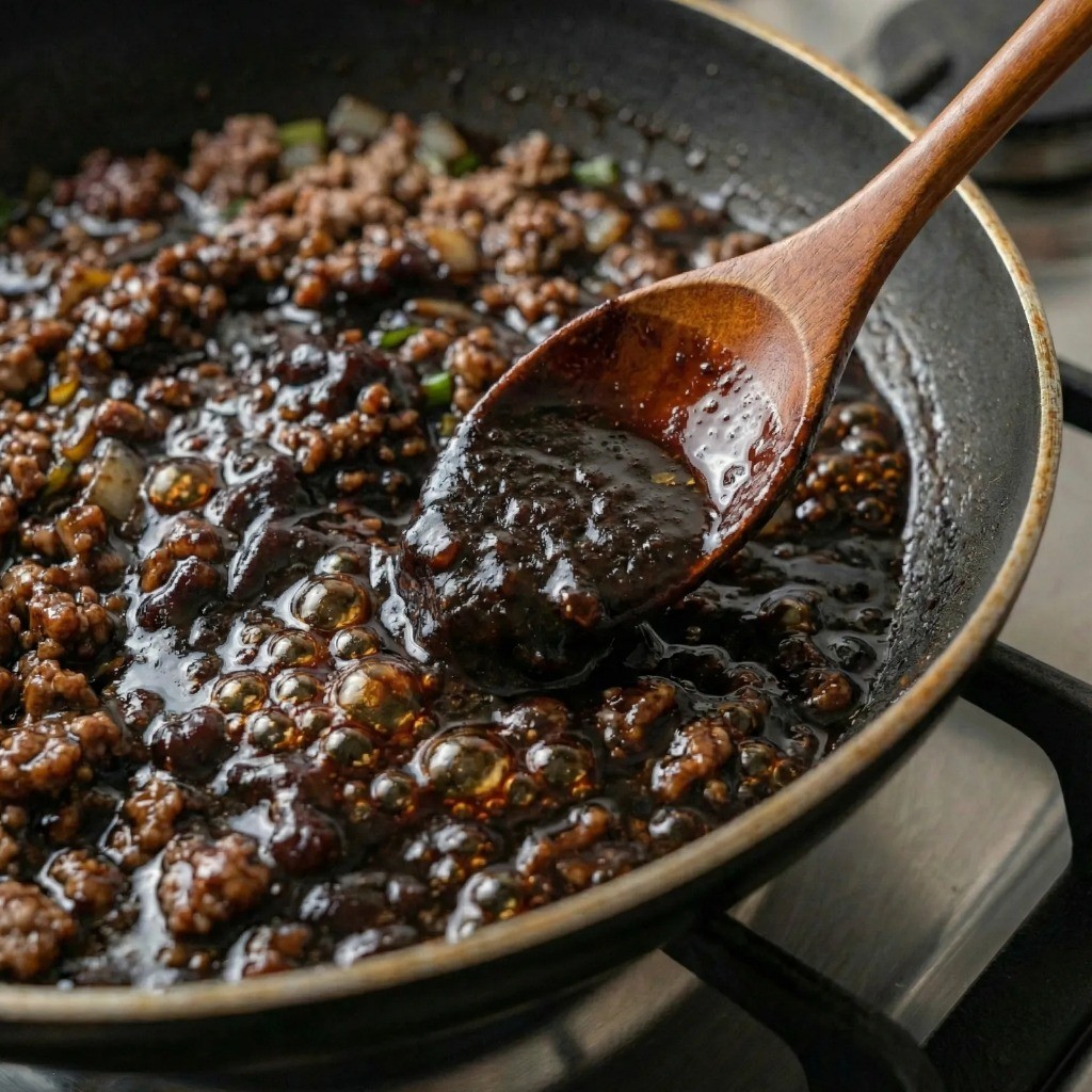 기름에 튀기듯 볶아낸 백종원 만능 짜장 소스 완성 모습