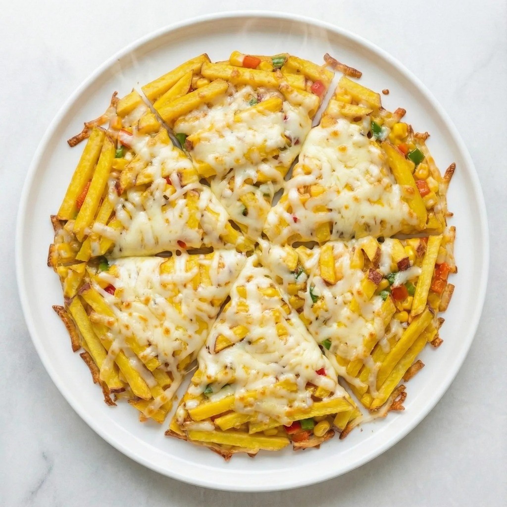 완성된 떠먹는 고구마 피자 늘어나는 치즈