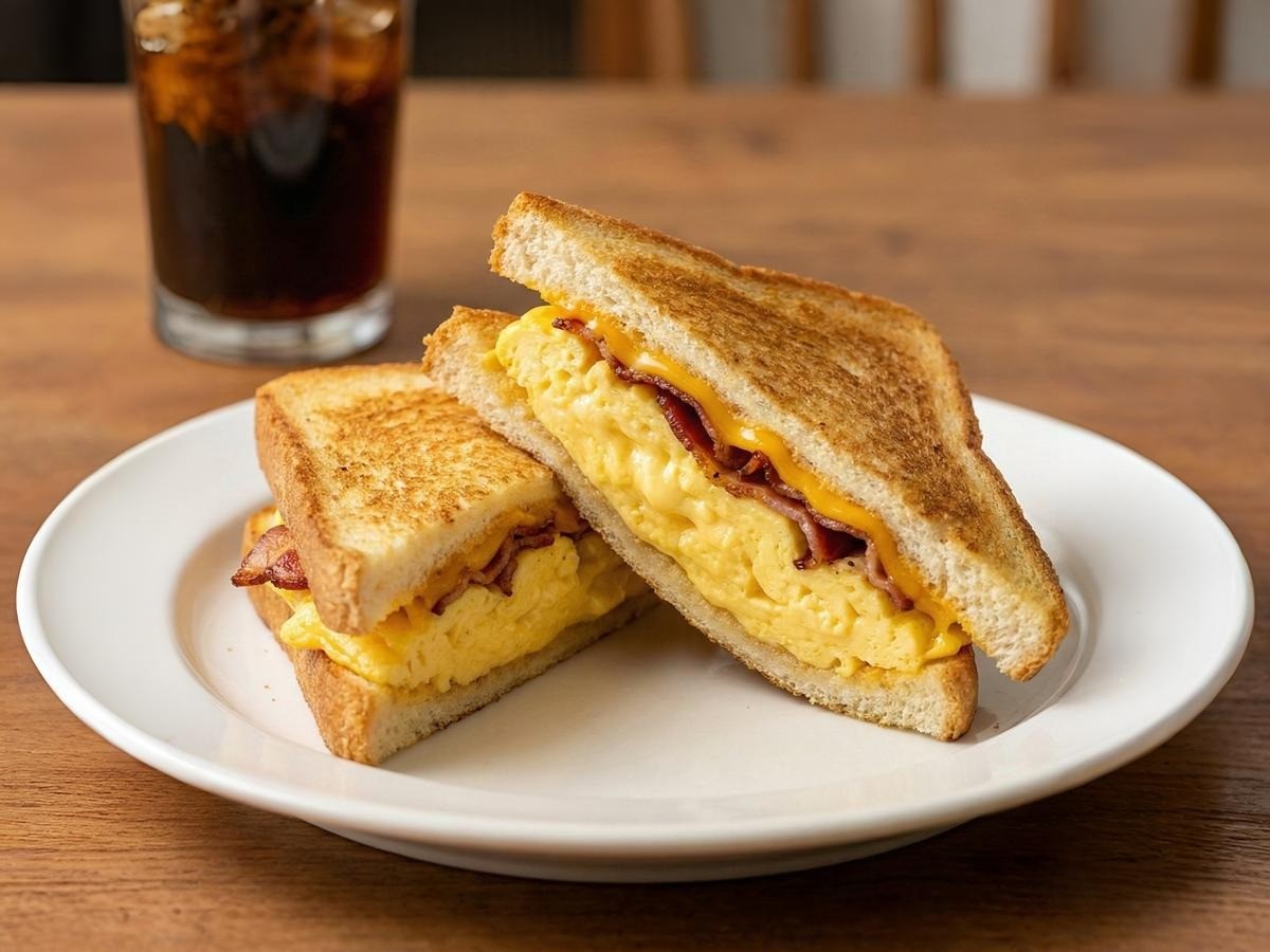 백종원 레시피로 만든 폭신폭신한 달걀 샌드위치 완성 모습, 집에서 즐기는 브런치 메뉴