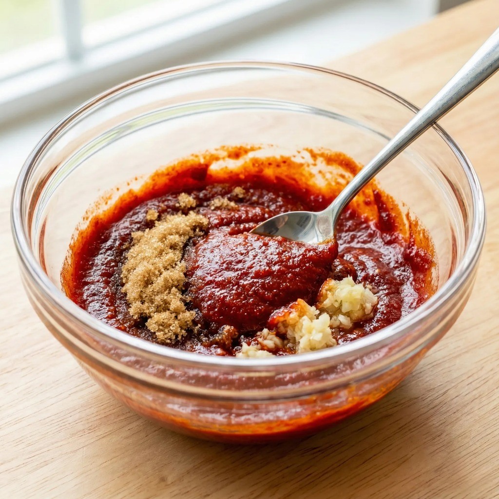 백종원 비빔국수 양념장 만들기, 고추장과 설탕 식초 배합 과정