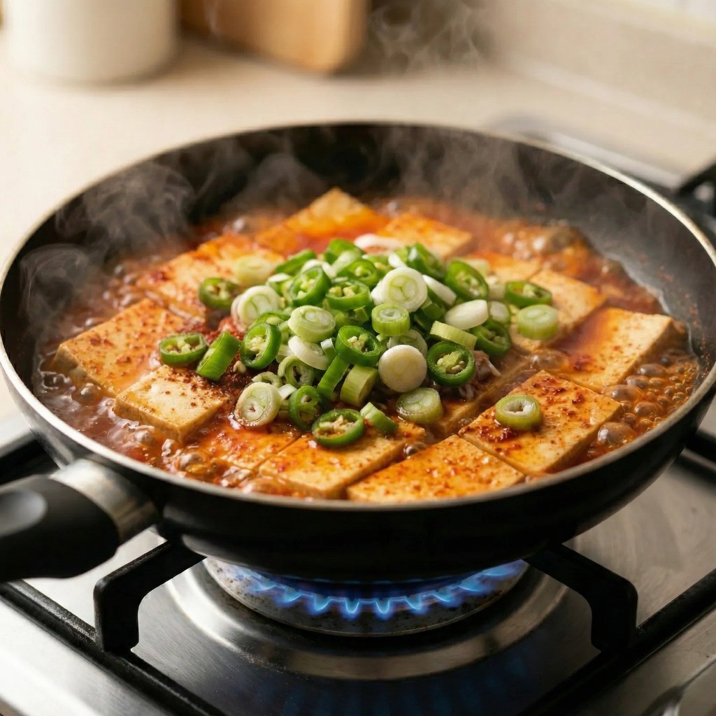 간단한 저녁 반찬 메뉴, 양념과 야채를 넣고 끓이는 두부조림