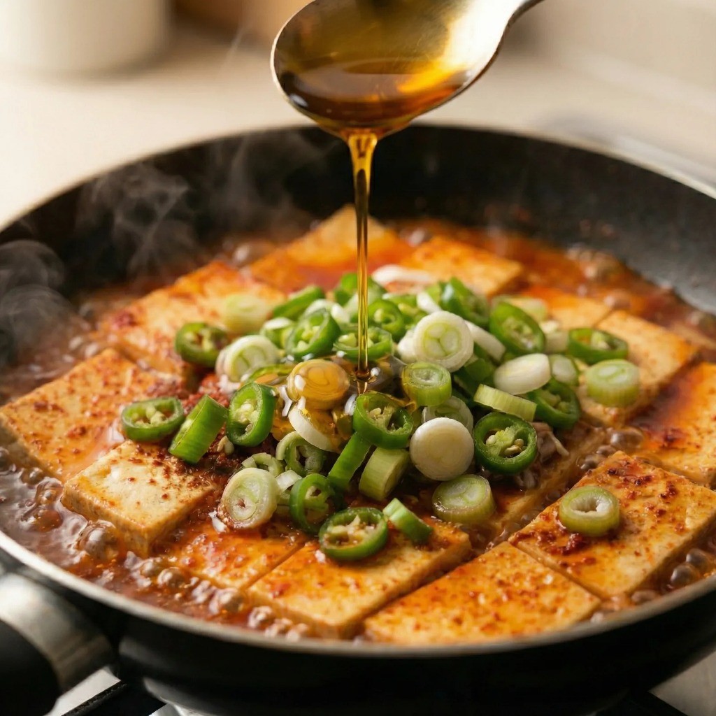 백종원 두부조림 핵심 비법, 들기름 넣어 고소하게 마무리하기