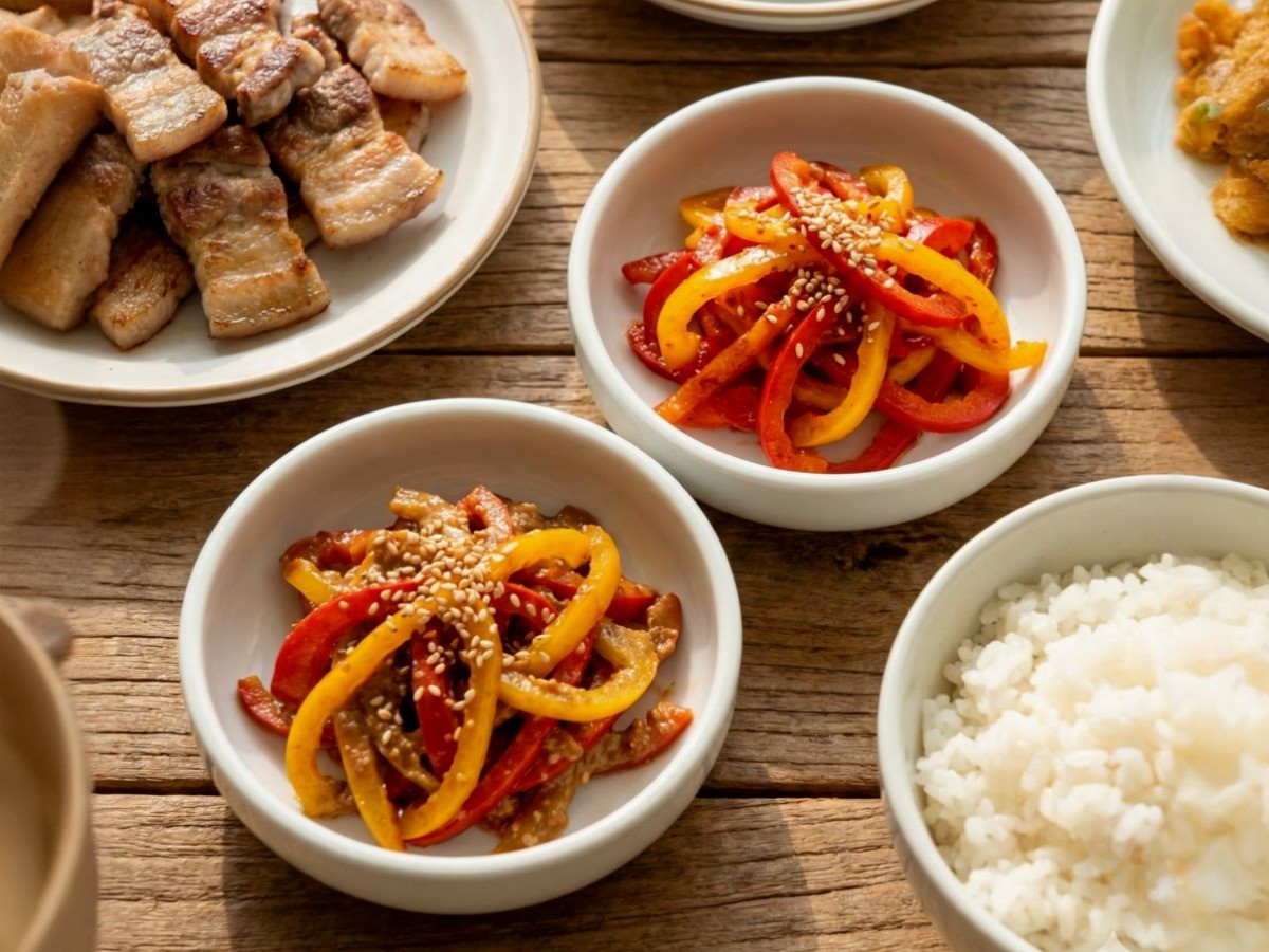 백종원 파프리카 무침 레시피 완성 - 고추장과 된장으로 맛을 낸 아삭한 밥도둑 반찬