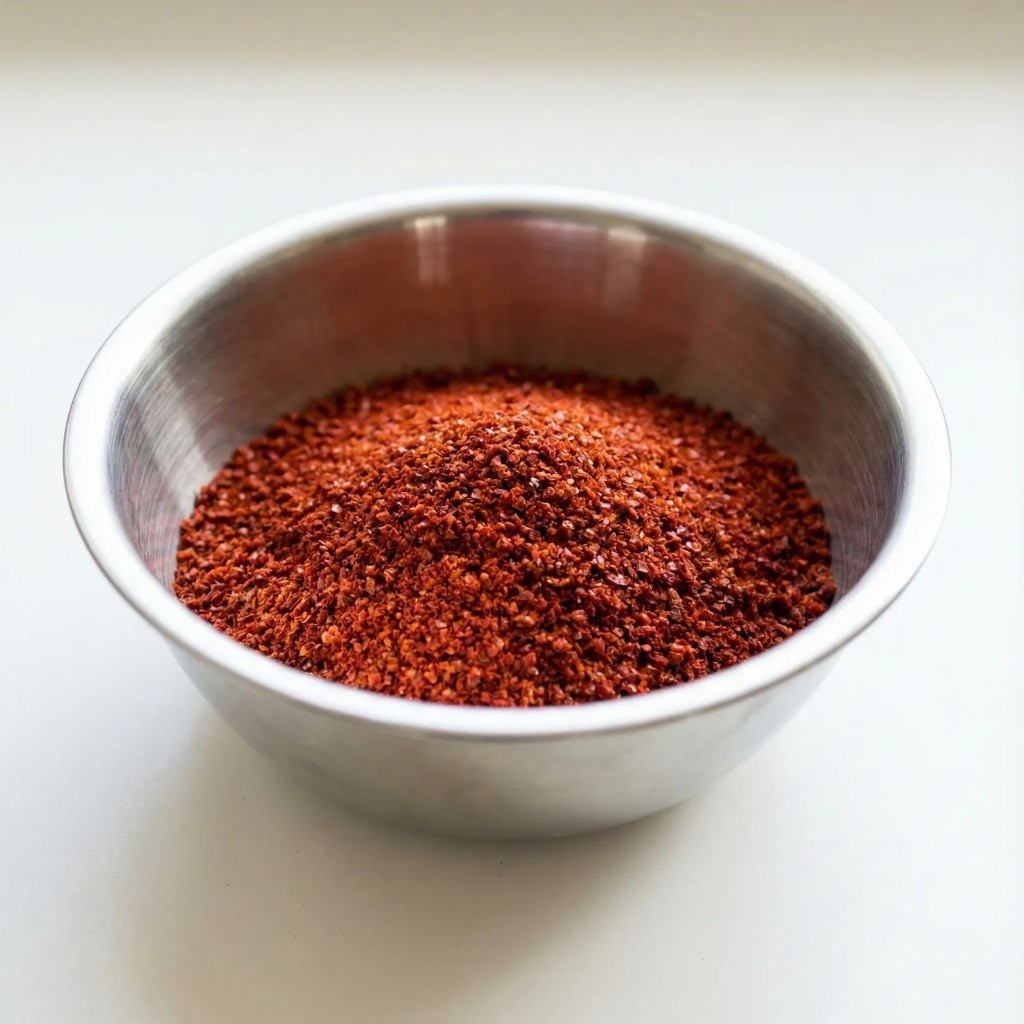 고추기름 만들기 재료 내열 용기에 담긴 굵은 고춧가루