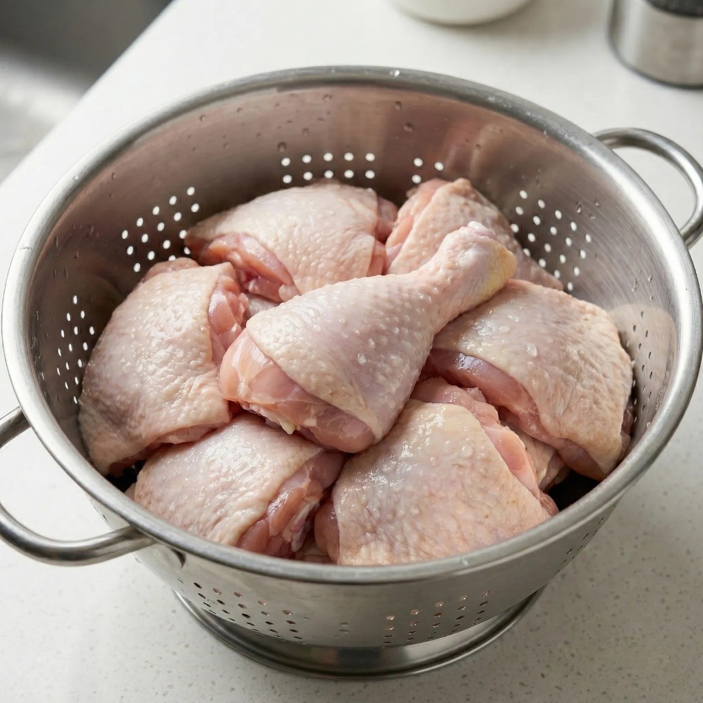 닭칼국수 재료 손질 - 닭 씻기 및 내장 제거