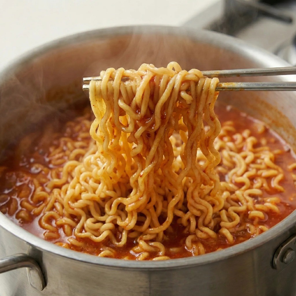 백종원 라볶이 조리법 - 면발을 들었다 놨다 하며 국물 졸이기