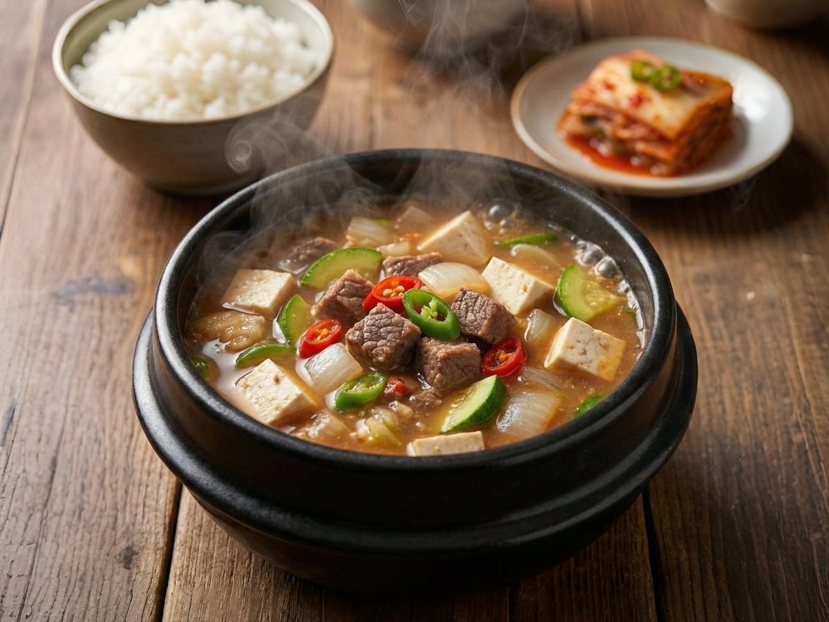 백종원 소고기 된장찌개 뚝배기에 담긴 완성 모습