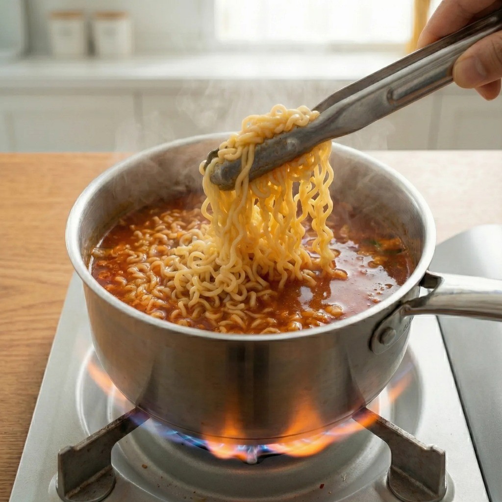 꼬들꼬들한 라면 면발 미리 건져내기 팁