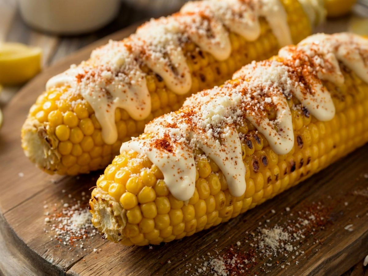 백종원 마약 옥수수 만들기: 파마산 치즈와 고춧가루가 듬뿍 뿌려진 먹음직스러운 완성 사진