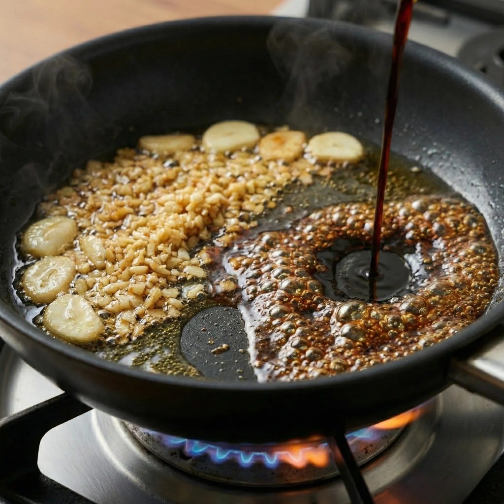 백종원 볶음밥 비법 - 팬 가장자리에서 간장을 눌러 불맛 입히기