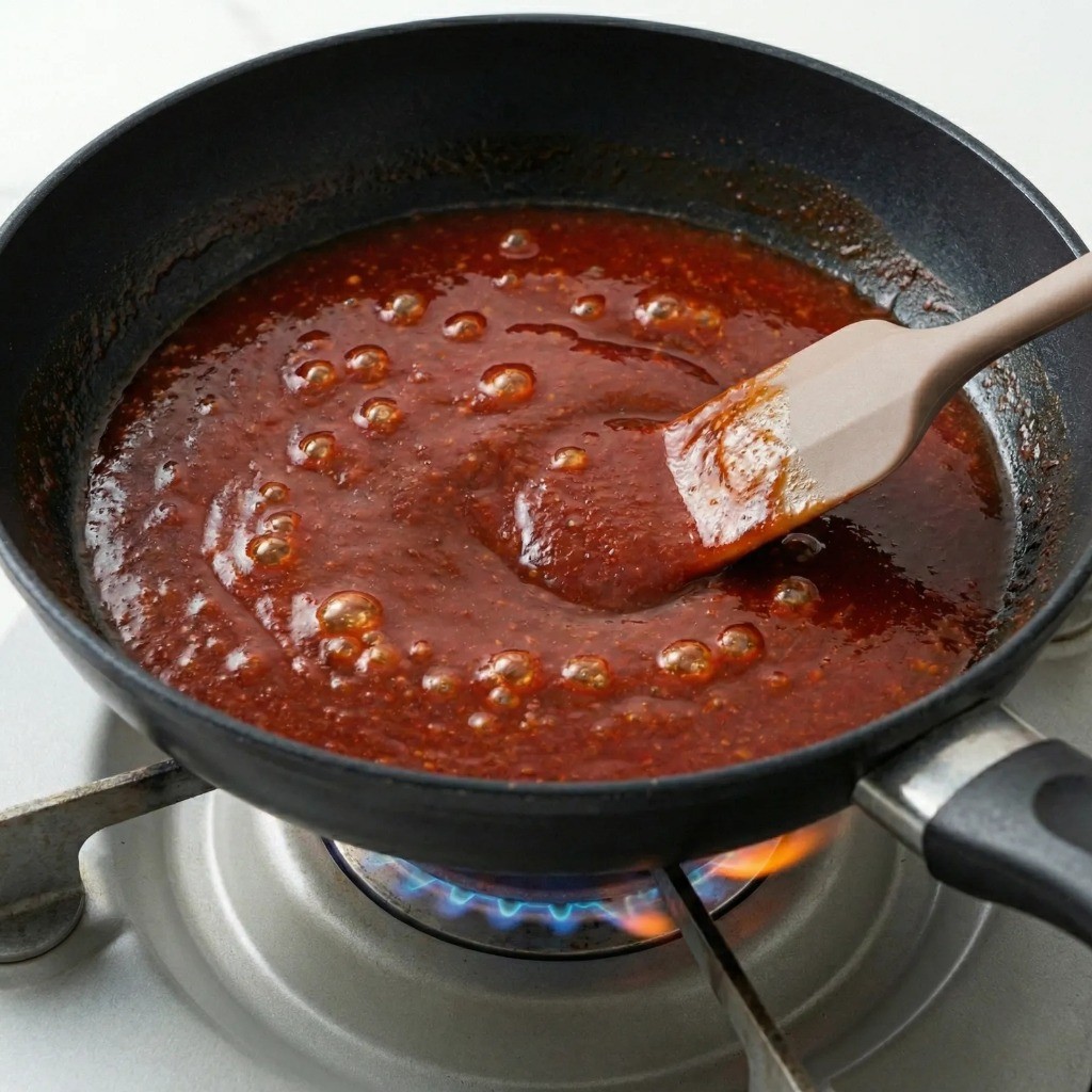 백종원 소떡소떡 특제 소스 팬에 끓이는 모습