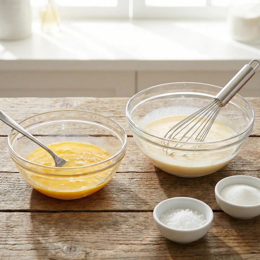 두 가지 종류의 달걀물을 만드는 과정