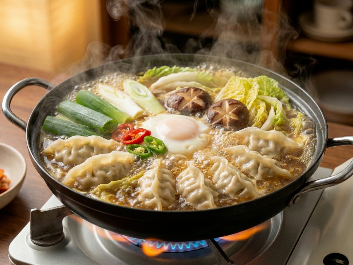 백종원 냉동만두 만두전골 완성 모습 - 육수 없이 끓이는 초간단 레시피