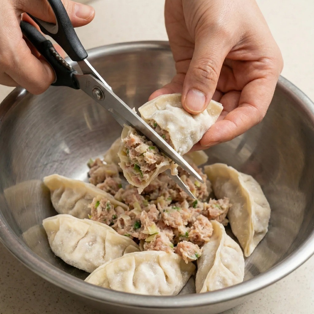 만두전골 육수 비법 - 냉동만두 잘게 다져 만두소 육수 만들기