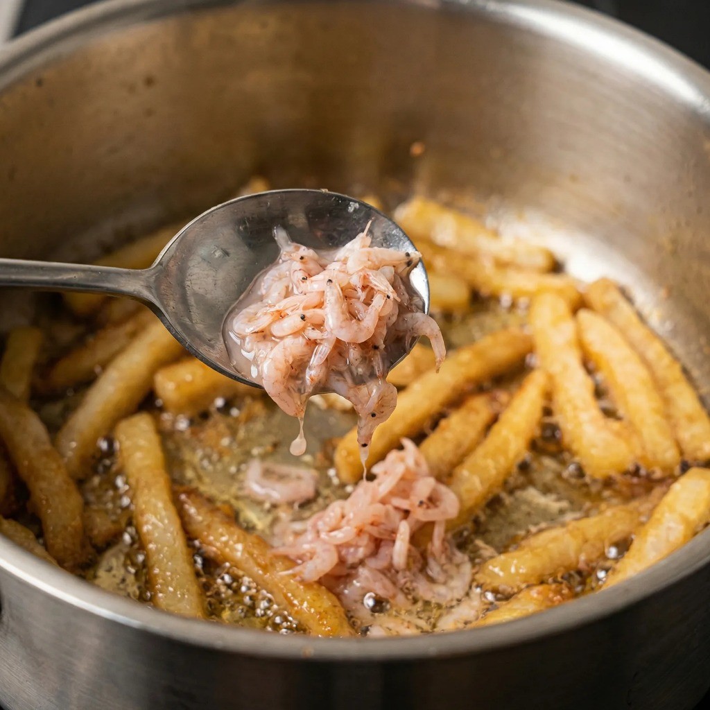 백종원 해장라면 레시피 3단계: 새우젓을 넣어 감칠맛 더하기