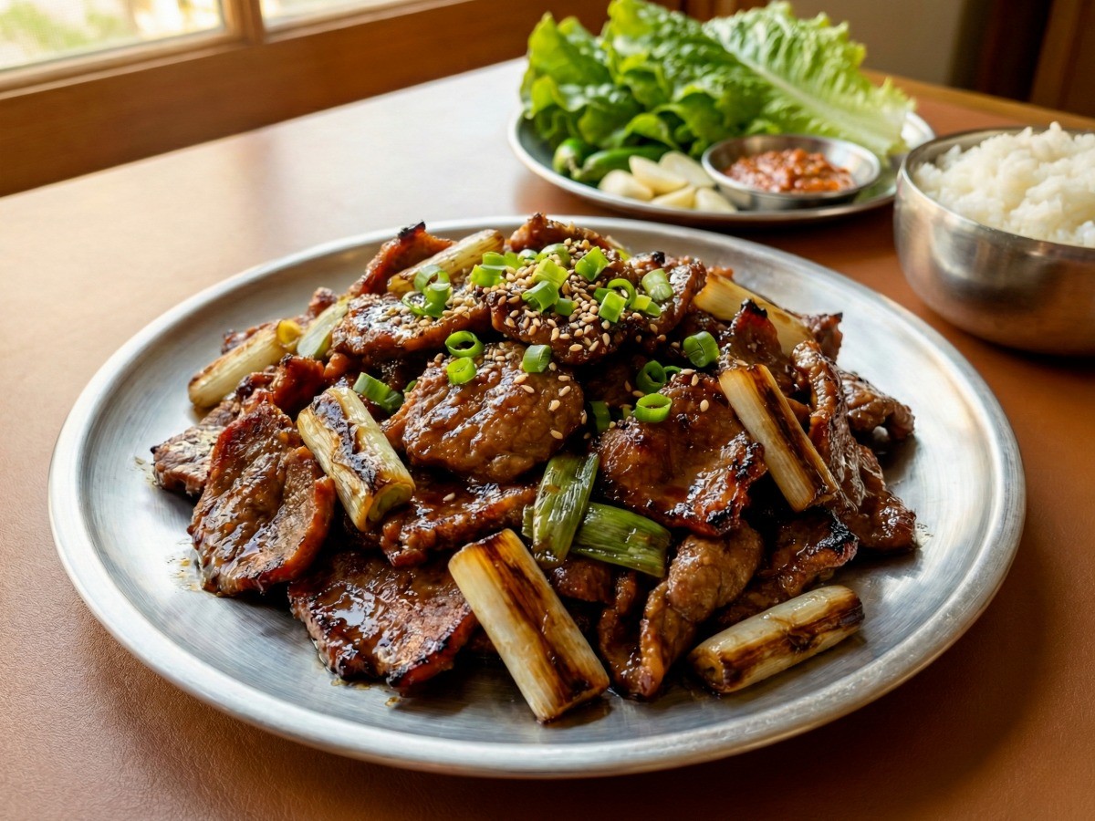 백종원 기사식당 돼지불백 완성, 윤기 흐르는 간장 양념 돼지 뒷다리살 요리