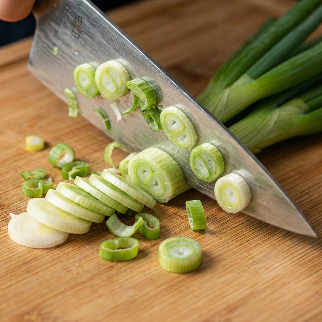 치즈라면전 재료 손질 - 대파 송송 썰기