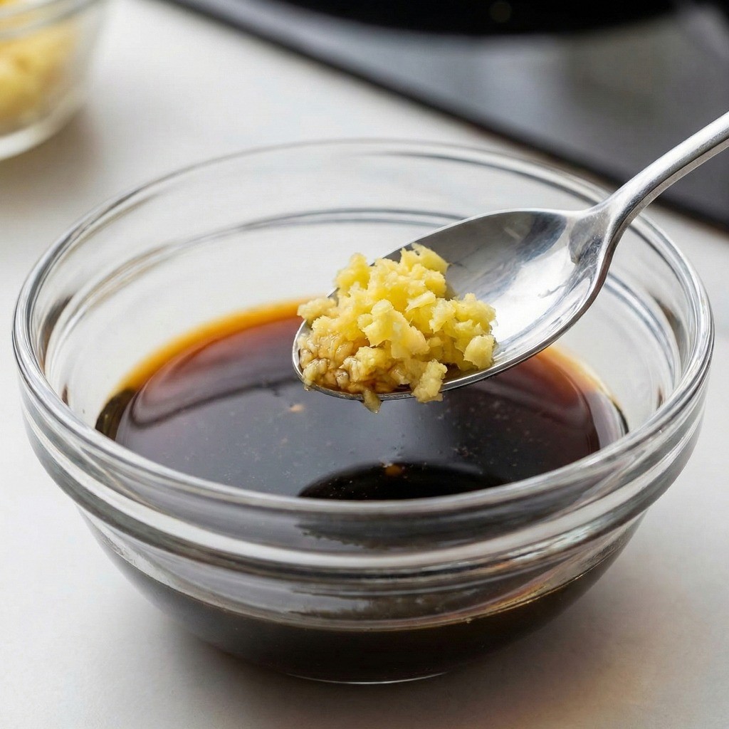 백종원 쇼가야키 소스 레시피 - 설탕, 맛술, 간장, 생강을 섞는 모습