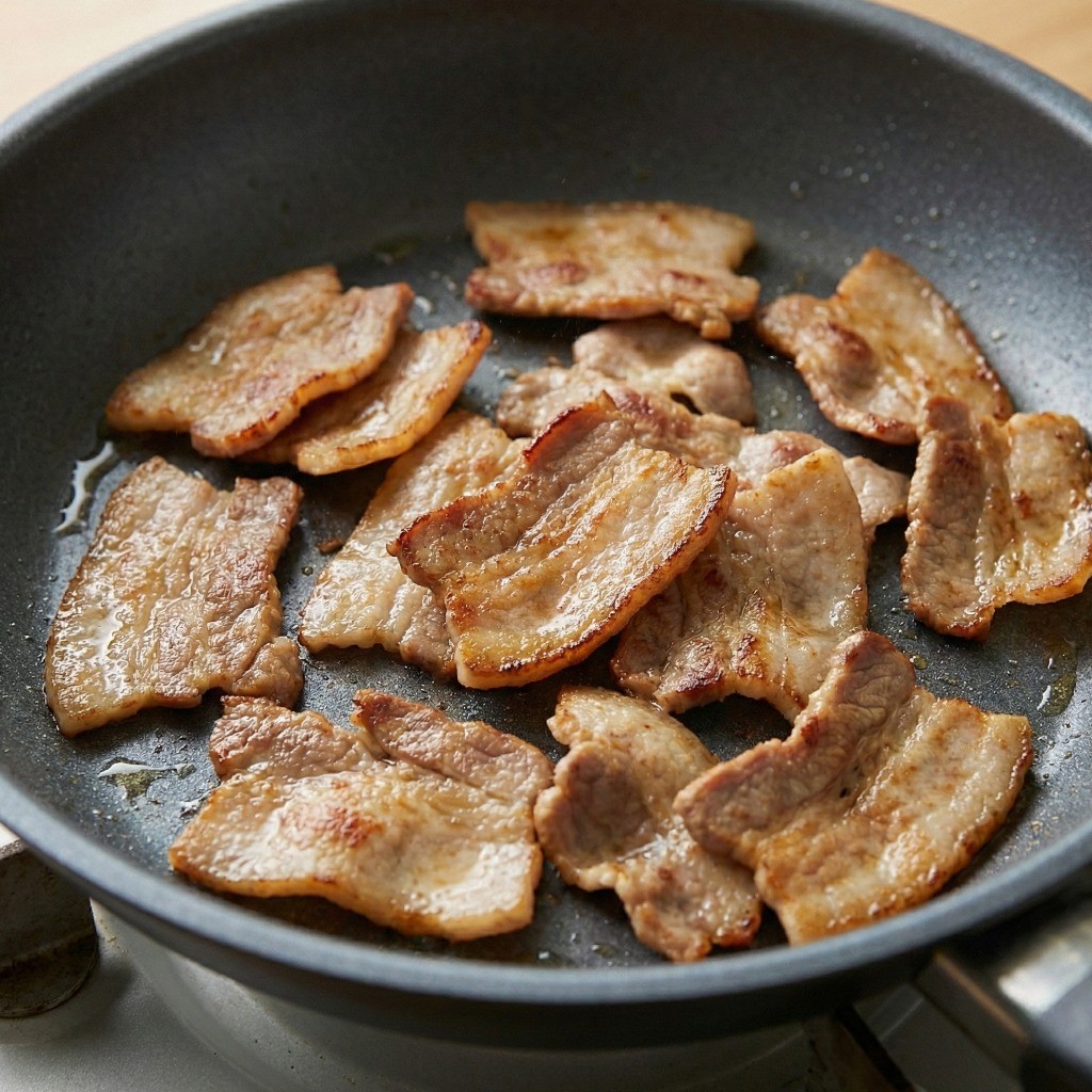 비빔면 고명 고기 굽기, 돼지 뒷다리살 바삭하게 굽는 법