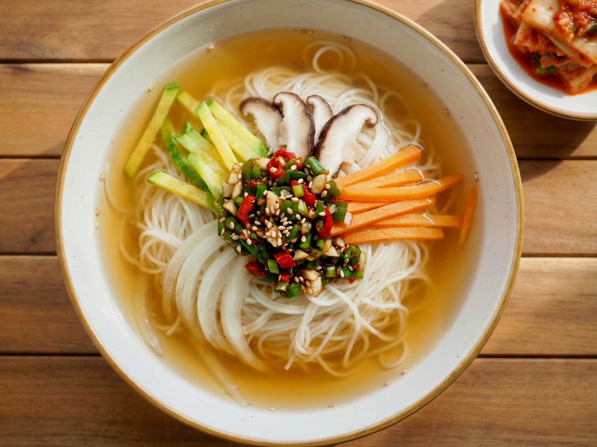 백종원 초간단 채수 잔치국수 완성 - 멸치 육수 없이 만드는 깊은 국물 맛