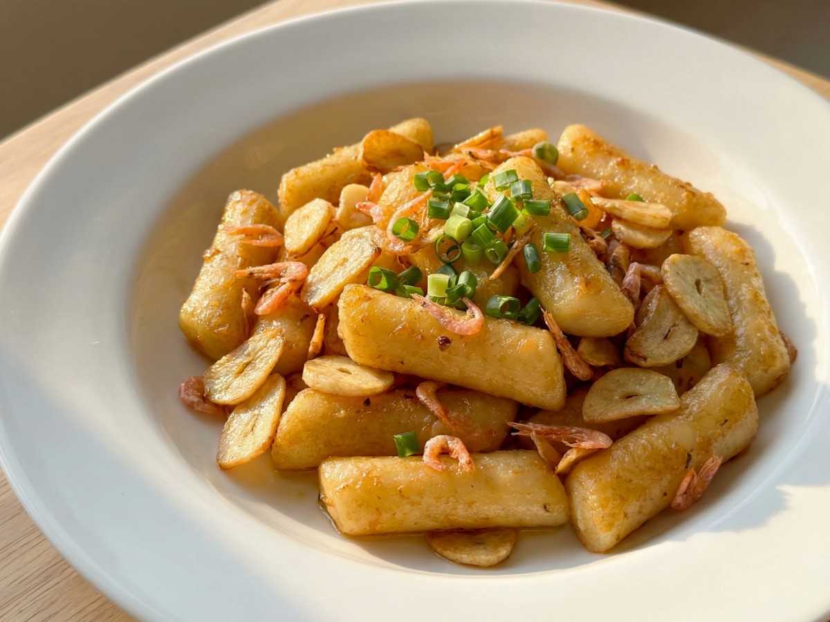 백종원 알리오올리오 떡볶이 완성, 마늘과 건새우가 듬뿍 들어간 올리브유 기름 떡볶이