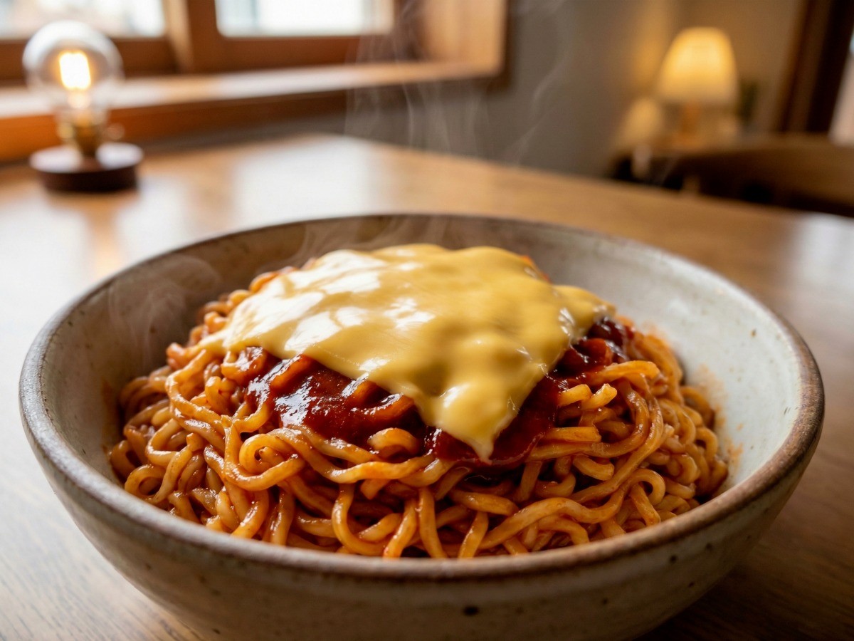 백종원 온비빔면 레시피 완성, 체다 치즈와 꾸덕한 국물이 어우러진 따뜻한 비빔면 요리