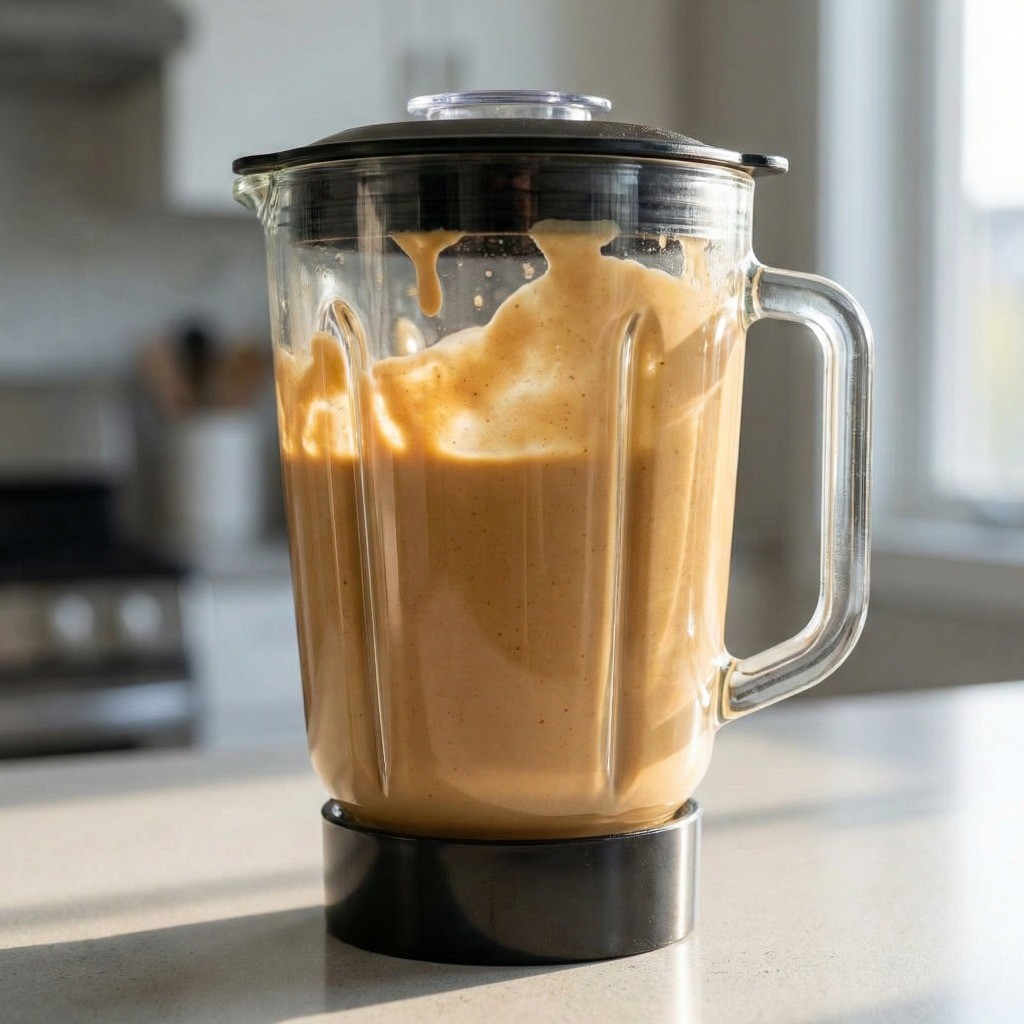 땅콩버터 비빔면 소스 만들기, 믹서기에 땅콩버터와 간장 등 재료를 넣고 갈아 만든 크리미한 소스