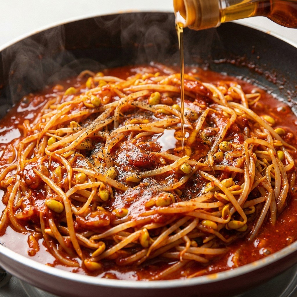 백종원 콩나물찜 완성: 참기름과 후추로 마무리한 매콤한 밥도둑
