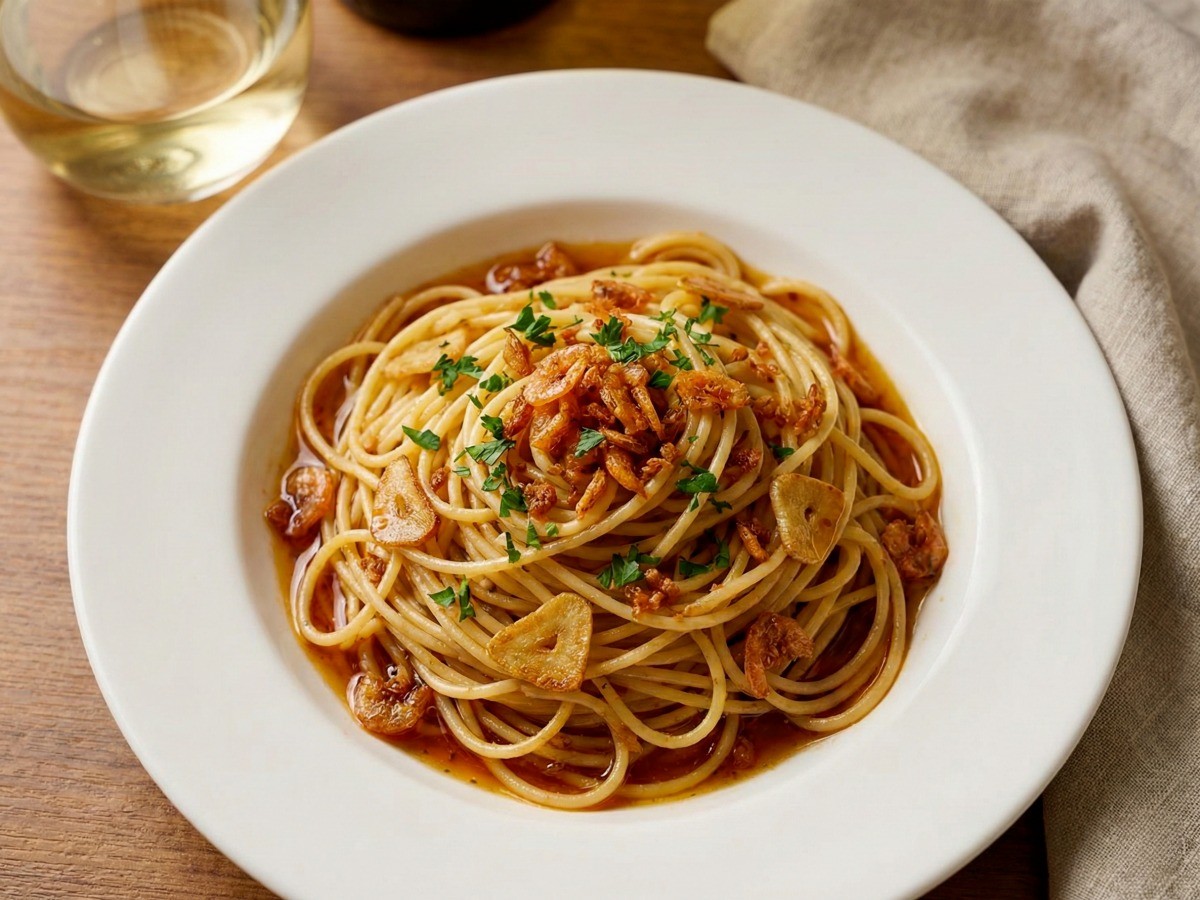 백종원 새우젓 파스타 완성 - 건새우 페스토로 만든 감칠맛 가득한 오일 파스타 요리