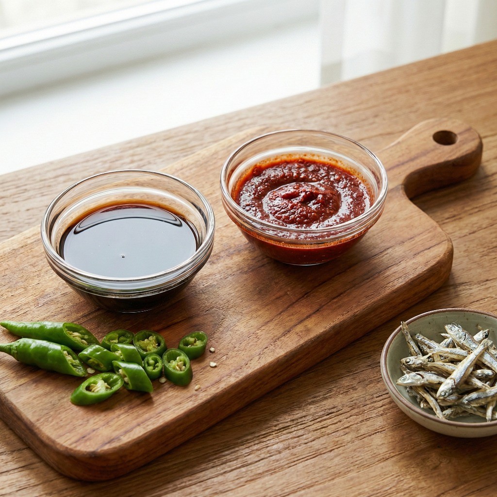 실패 없는 멸치볶음을 위한 간장 및 고추장 양념장 미리 섞어 만들기