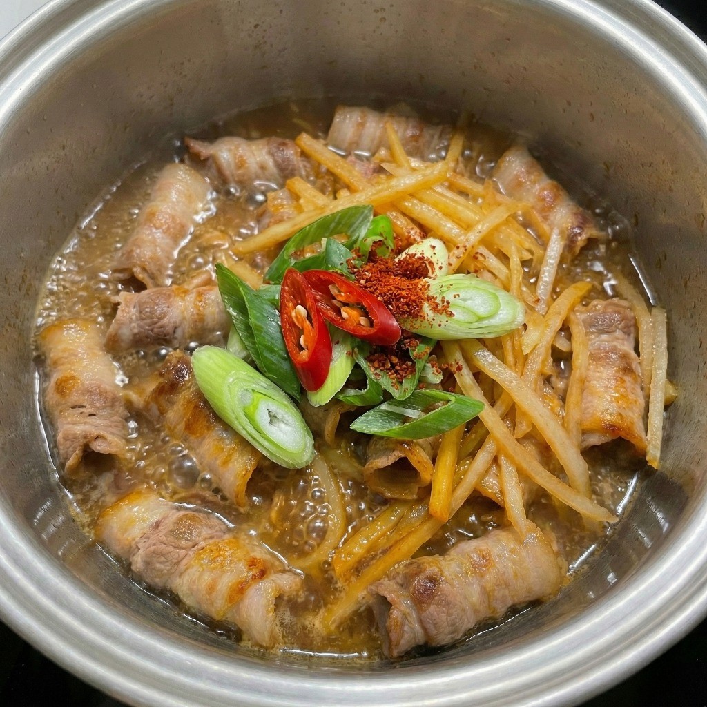 백종원 인생 된장찌개 완성 - 대파와 고춧가루로 마무리