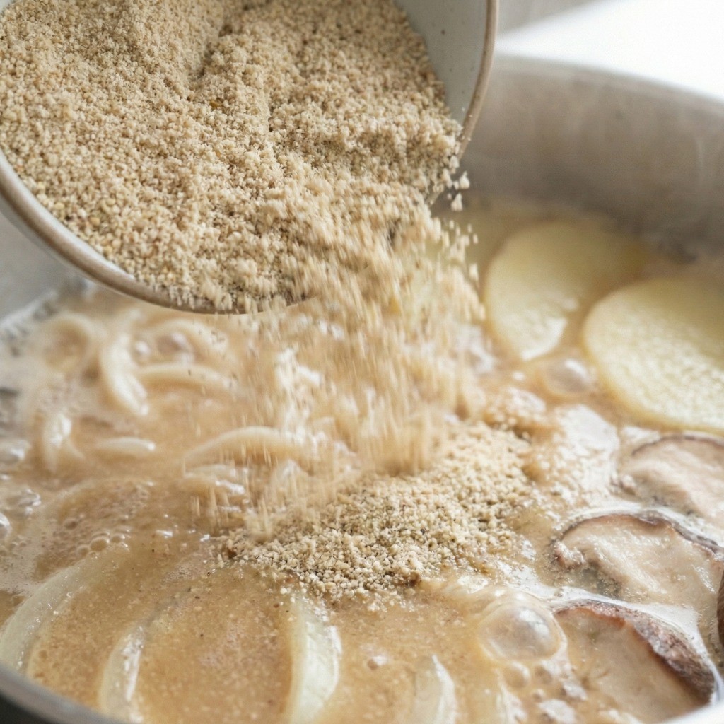 들깨칼국수 만드는 법 - 거피 들깨가루 넣어 국물 농도 맞추기