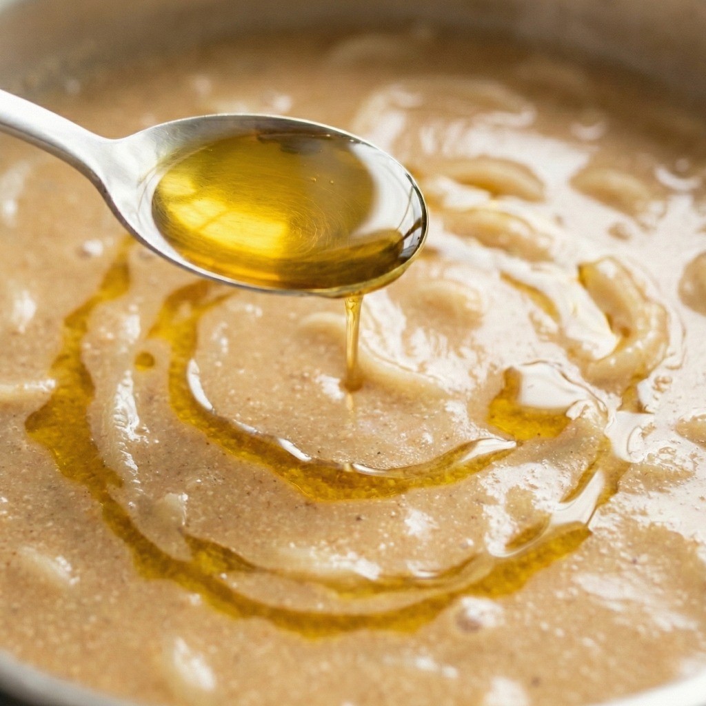 백종원 들깨칼국수 레시피 마무리 - 들기름 넣어 풍미 살리기