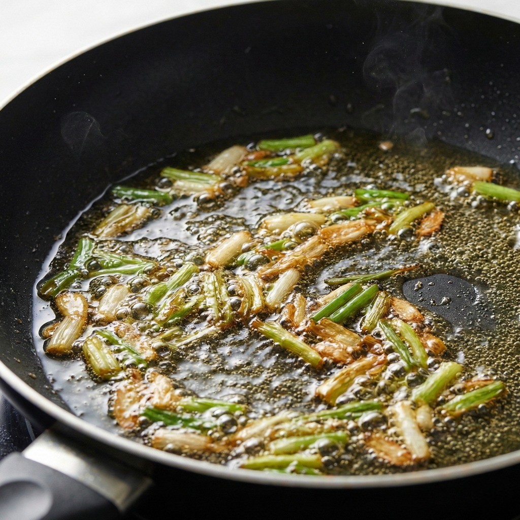 파기름 내기 - 백종원 레시피의 핵심, 대파 볶는 과정