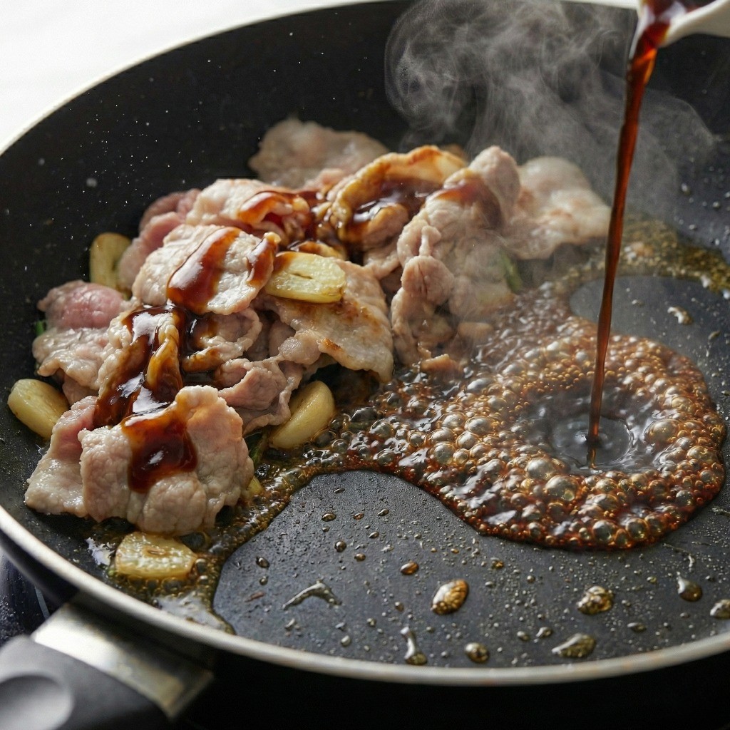 불맛 입히기 - 간장 눌리기와 굴소스 양념 추가