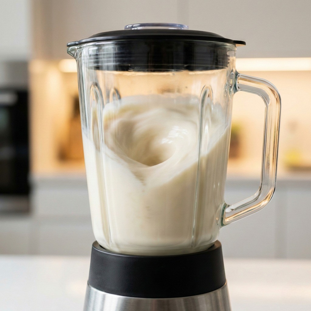 믹서기로 콩물 갈기 - 두부와 물을 갈아 부드러운 콩국물 만드는 과정