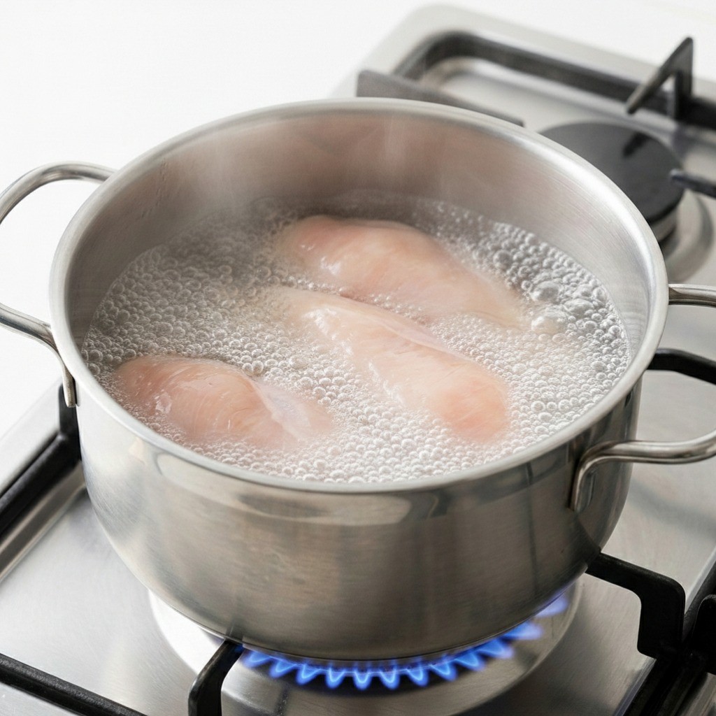 닭개장 육수 만들기 - 닭가슴살 삶는 과정