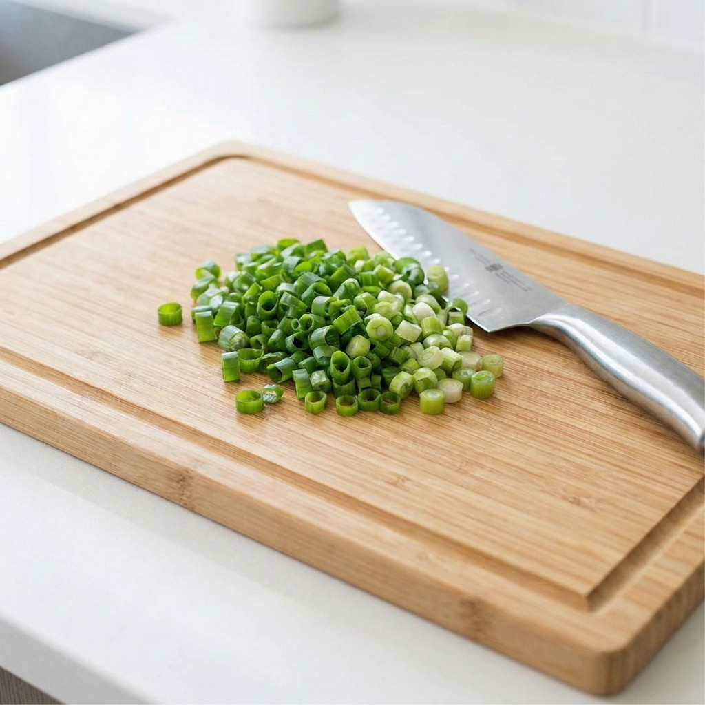 마라 감자튀김 재료 준비 - 대파 송송 썰기