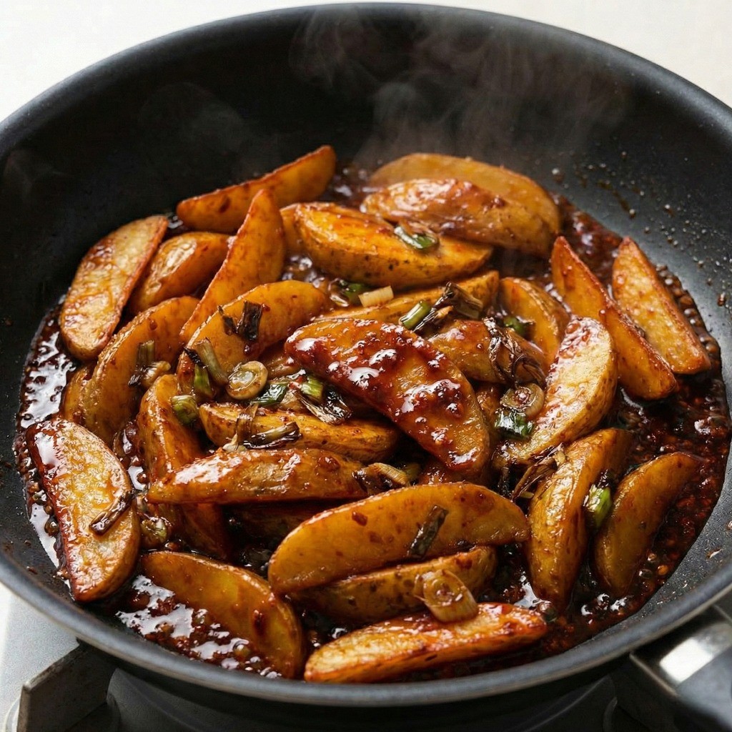 사천식 마라 감자튀김 레시피 - 볶은 감자에 마라 소스 버무려 완성하기